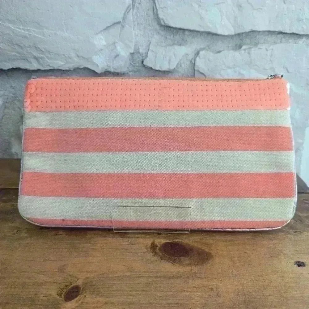 Loft Ann Taylor Orange & Tan Wristlet